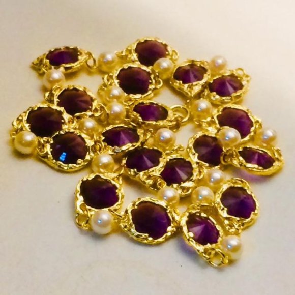 VINTAGE SAUTOIR CHICKLET AND FAUX PEARL NECKLACE | eBay Gold Plated Chiclet Vintage Faux Pearl Sautoir Necklace - New Old Stock